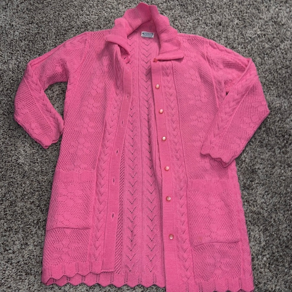Pink duster cardigan